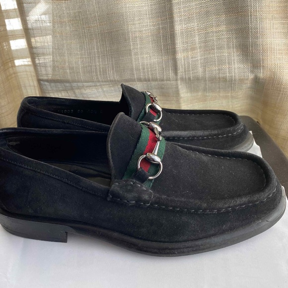 MEN\'S GUCCI BLACK SUEDE LEATHER LOAFERS/ moccasins 40.5-7.5 slip on slides derby main image 6